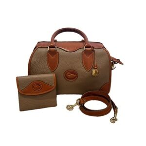 Vintage Dooney & Burke Gladstone Satchel All Weather Leather Bag Set